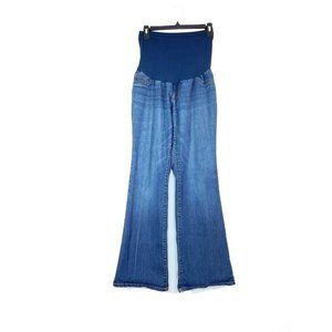 Indigo Blue Womens Maternity Jeans Pants Bootcut Stretch Elastic Waist
